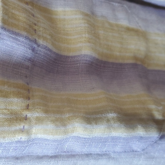 Tommy Bahama lavender and yellow stripe button down 100% linen XL SS - Picture 4 of 13
